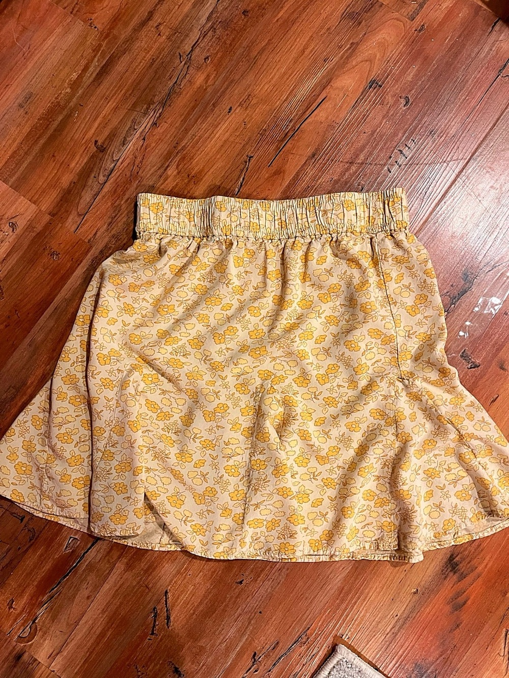 Madewell xxs Yellow Floral Elastic Waist mini Skirt